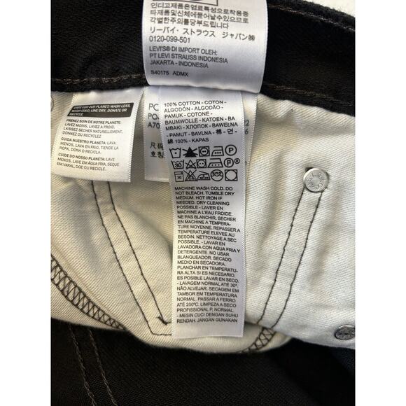 Levi's 505 Jeans Men's Regular Fit Black Casual Straight Leg Denim Size 42x30 - Picture 7 of 8